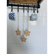 PremiumPort El Yapımı Ahşap Boncuk Yıldız Dekor Seti, Çocuk Odası ve Kahve Köşesi Süsleri