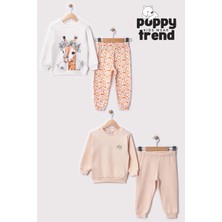 Bontino Unisex Çocuk Zürafa Baskılı %100 Pamuk & Kaşkorse İkili Takım Premium Seri