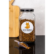 Feyza Design Cam Kavanoz Kedi Maması Saklama Kutusu, 3000 Ml, Ölçekli, Şık ve Dayanıklı