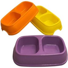 Feyza Design Çift Hazneli Plastik Mama ve Su Kabı, 2'li Set, Küçük Boy