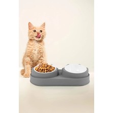 Feyza Design Çift Bölmeli Kedi ve Köpek Mama Su Kabı, Yüksekli Yüksek Tasarım