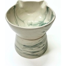 Feyza Design Yeşil Desenli Kedi Figürlü Seramik Mama ve Su Kabı 400 ml