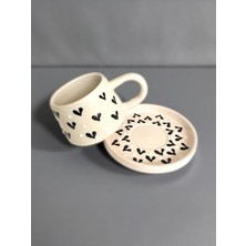 Artistic Quality Dekoratif Kırmızı Kalp Işlemeli, Kabartma Detaylı Çay-Kahve Fincanı 1 Adet