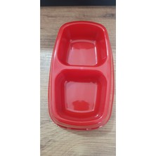 Feyza Design Küçük Boy Kedi ve Köpek Mama Kabı, Çift Bölmeli, Kırmızı Renk