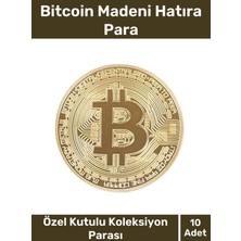 PremiumPort Altın Renkli Koleksiyon Kripto Hatıra Madeni Para Seti 10'lu, Şık ve Zarif Tasarım