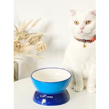 Feyza Design Seramik Kedi ve Köpek Mama Su Kabı Luna Model Mavi Laci Vert