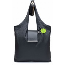 Çanta Trend Tasarımlı Katlanabilir Market & Alışveriş Çantası Siyah Renkli Hafif Tasarım