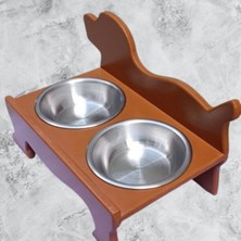 Feyza Design Hobi Erc Model 90374 Köpek Mama ve Su Kabı Seti Mdf Ceviz Renk