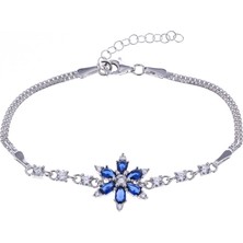 Nagiss Lotus Model Lacivert Zirkon Taşlı 925 Ayar Gümüş Kadın Bileklik