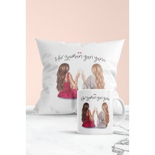 PremiumPort Iki Kişilik Yanyana Özel Yastık ve Kupa Seti, Şık ve Sevimli Hediye