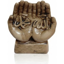 Be Beauty Antik Bej Renginde Dekoratif Allah & Muhammed Yazılı Dua Eden Eller Heykeli