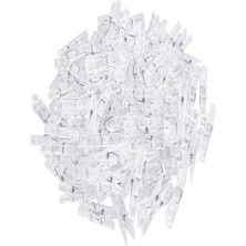PremiumPort 100 Adet Şeffaf Mini Mandal, 3cm Hobi ve Fotoğraf Askı Seti