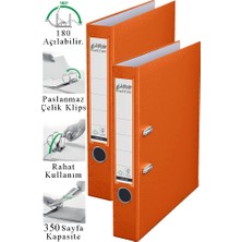 ArtMaster Büro Klasörü Turuncu Dar 2 Adet Plastik Dar Turuncu Klasör Halkalı Paslanmaz Çelik Klipsli Ofis Büro