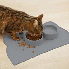 Feyza Design Yumuşak Silikon Kedi Mama Matı, Kaymaz ve Rahat Kullanım (42X28 Cm)