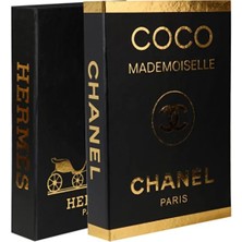 2'li Coco & Hermes Siyah Gold Dekoratif Kitap Kutu