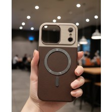 KumOziShop iPhone 17 Promax Magsafe Özellikli Metal Tuşlu Deri Premium Kılıf