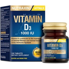Nutraxin Vitals D3 Vitamin 1000 Iu 25 Mcg 120 Tablet Takviye Edici Gıda