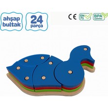 Circle Toys Ördek Desenli Renkli Ahşap Şekiller 12 Parça