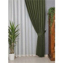 Yeşil Kadifemsi Kumaş Pileli Fon Perde Petek Dokulu Yüksek Kalite Tek Kanat