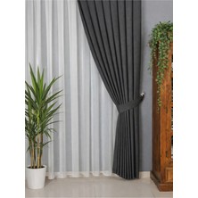 Antrasit Gri Kadifemsi Kumaş Pileli Fon Perde Petek Dokulu Yüksek Kalite Tek Kanat