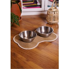 Feyza Design El Yapımı Hasır Jüt Kedi Köpek Mama Paspası, Pamuk ve Vegan Malzeme