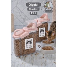 Feyza Design Geniş Kapasiteli Sızdırmaz Kedi Maması Saklama Kabı, Çift Contalı, Ölçekli