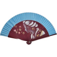 PremiumPort El Çizgili Doğal Bambu El Yapımı Şık ve Hafif Yelpaze