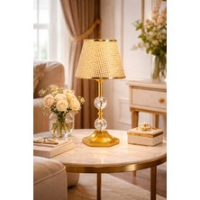 571 Store H Serisi Altıgen Ayaklı Ayaklı Masa Abajuru Metal Ayak Kumaş Başlık Dekoratif Aydınlatma Yatak Odası Lambası