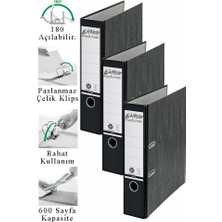 ArtMaster Büro Klasörü Siyah Geniş 3 Adet Plastik Geniş Siyah Klasör Halkalı Paslanmaz Çelik Klipsli Ofis Büro