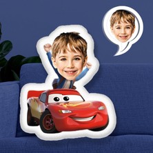 PremiumPort Kişiye Özel Fotoğraflı Şimşek Mcqueen Yastık 30 cm