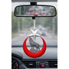 Asya3D Araba Dikiz Aynası Süsü, Ay Yıldız Bozkurt Kurt Hilal Araç Dekor,dikiz Ayna Dekor