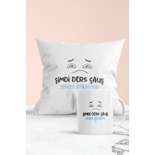 PremiumPort Ders Çalışirken Keyifli Anlar Yastık ve Kupa Seti