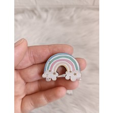 PremiumPort 25 Adet Pastel Gökkuşağı Ahşap Figür, 4 cm Uv Baskılı, Dekoratif Süsleme
