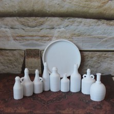 PremiumPort Minyatür Beyaz Şişe Figür, Çeşitli Boylarda, Tepsili Model