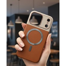 KumOziShop iPhone 17 Promax Magsafe Özellikli Metal Tuşlu Deri Premium Kılıf