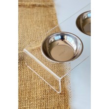 Feyza Design Şeffaf Pleksi Kedi Köpek Mama Kabı Çelik Kaseli, Sağlıklı ve Şık Tasarım