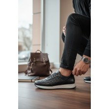 Enoch Hakiki Deri Kaşe Detaylı Erkek Sneaker Ortopedik Taban
