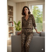 Boston Leopar Desenli Pijama Takımı