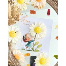 PremiumPort 10 Adet Özel Tasarım Kart ve Papatya Mum Seti, Hediyelik, Doğum ve Babyshower