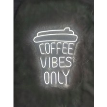 Dekoraven Coffee Vibes Only Neon LED Duvar Tabelası | Kahve Köşesi & Kafe Dekoru