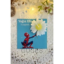 PremiumPort 20 Adet Örümcek Adam Kart ve Papatya Mum Seti, Doğum Günü, Baby Shower Hediyesi