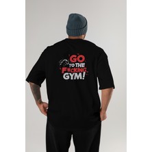 Ankhises Gym , Spor , Fitness Serisi 56 Arka Baskılı Oversize T-Shirt Erkek Kadın Pamuk Bisiklet Yaka Tişort