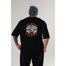 Ankhises Gym , Spor , Fitness Serisi 10 Arka Baskılı Oversize T-Shirt Erkek Kadın Pamuk Bisiklet Yaka Tişort