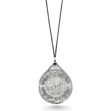 Oya Silver Iri Çift Taraflı Ayetel Kürsi, Nazar Ayeti ve Ya Hâfız Gümüş Kolye 5.5X4CM [OYSY144]