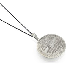 Oya Silver Gümüş Ayetel Kürsi Madalyon Kolye 4.6x3.5cm [OYSY161]