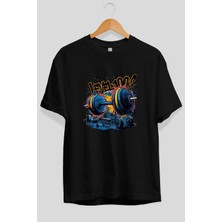 Ankhises Gym , Spor , Fitness Serisi 23 Ön Baskılı Oversize T-Shirt Erkek Kadın Pamuk Bisiklet Yaka Tişort
