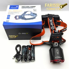 farissu PS-T2309 Ultra Güçlü 40W 4000 Lümen Hareket Sensörlü Zoomlu Kafa Lambası + 3 Adet 18650 Pil