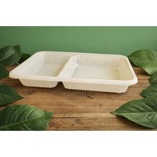 Ekolojik Ambalaj Doğa Dostu Organik Mısır Nişastası Tabldot 2 Gözlü 10 Adet