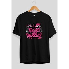 Ankhises Gym , Spor , Fitness Serisi 16 Ön Baskılı Oversize T-Shirt Erkek Kadın Pamuk Bisiklet Yaka Tişort