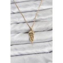 Skygo 316L Çelik Zincir Gold Renk Deniz Anası Model Zirkon Taşlı Kadın Kolye